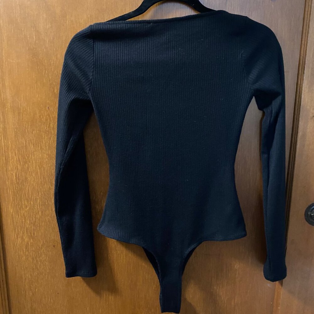 Black Ribbed Bodysuit - Picture 2 of 3